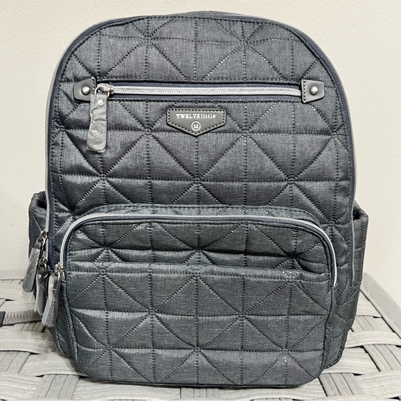Sale!TWELVE little Quilted Gray Companion Diaper Bag Best-Selling Backpack Style